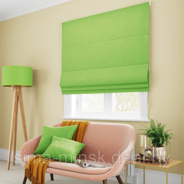 Римская штора «Билли», размер 80х150 см, цвет зеленый - фото 1 - id-p189565177