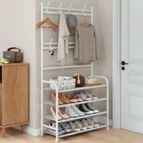 Вешалка-полка с крючками для одежды в прихожую New simple floor clothes rack size Белая - фото 9 - id-p189566348