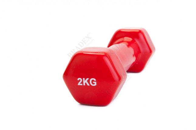 Гантель обрезиненная 2 кг, красный, фото 2