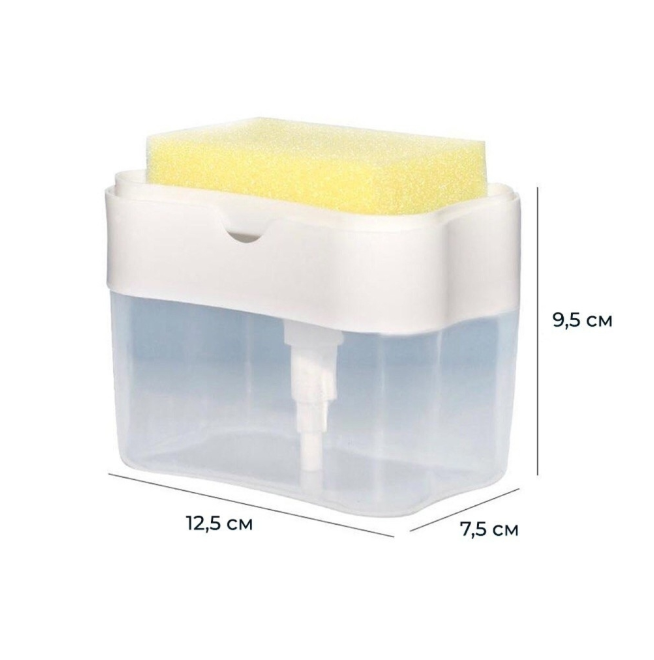 Дозатор для жидкого мыла на кухню /Диспенсер для моющего средства с губкой - фото 6 - id-p189576204