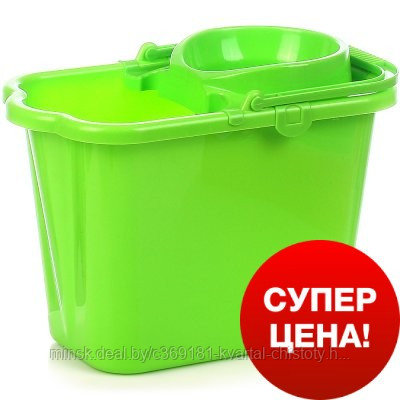 Ведро SALE пласт.9,5л с отжимом (зеленое), РФ