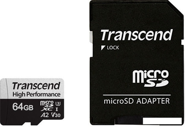 Карта памяти Transcend microSDXC 330S 64GB (с адаптером), фото 2