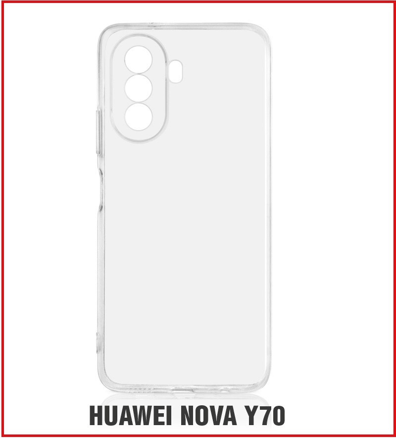 Чехол-накладка для Huawei Nova Y70 (силикон) MGA-LX9N прозрачный с защитой камеры