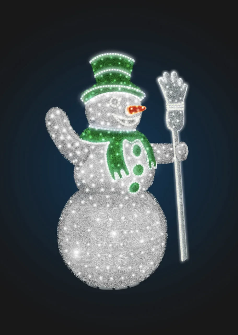 Световая фигура в мишуре "Снеговик с метлой" 2.1м - фото 1 - id-p189647635