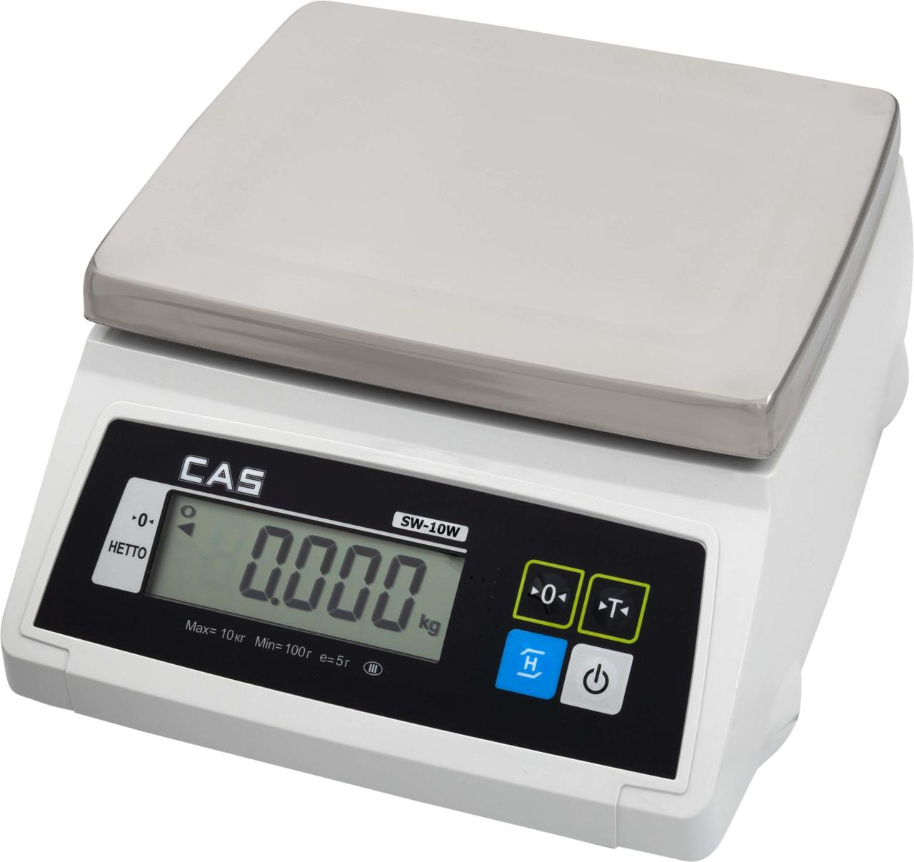 Настольные порционные весы CAS SW-W влагозащищённые ( до 5 кг /дискр. 2 г., влагостойкие (IP 66) - фото 1 - id-p189649430