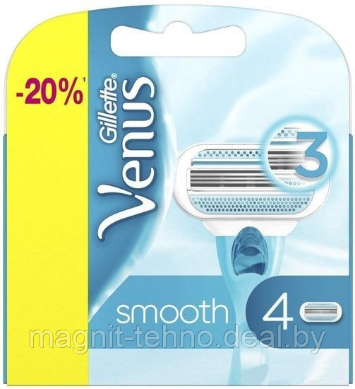 Сменные кассеты для бритья Gillette Venus Smooth (4 шт) - фото 1 - id-p189650970