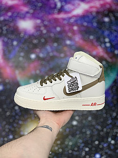 Кроссовки Nike Air Force 1 Mid Beige Brown Red