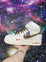 Кроссовки Nike Air Force 1 Mid Beige Brown Red