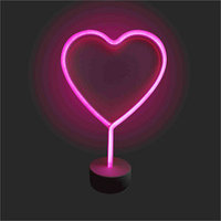 Светодиодный настольный неоновый светильник "Сердце", 3Вт, питание 3*АА, цвет свечения розовый