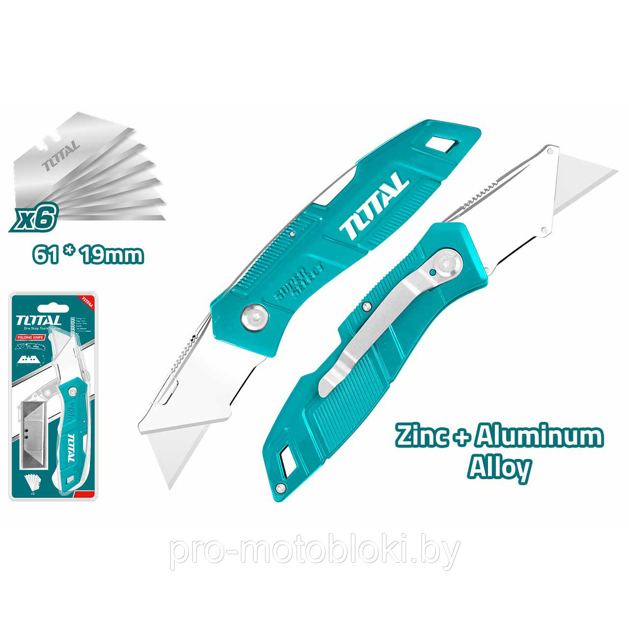 Нож строительный складной со сменными лезвиями TOTAL THT5136236 - фото 1 - id-p187678427