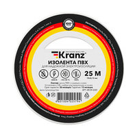 Изолента ПВХ KRANZ 0.13х19 мм, 25 м, белая (5 шт./уп.)