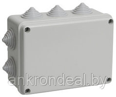 Коробка распаячная КМ41241 для открытой проводки 150х110х70мм IP44 (RAL 7035, 10 гермовводов) IEK