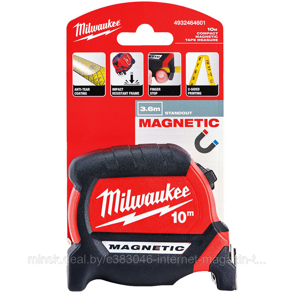 Рулетка магнитная Magnetic Premium 10 м / 27 мм Milwaukee (4932464601) - фото 1 - id-p119495834