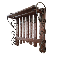 Вешалка настенная деревянная "Деревенская Люкс №3" с элементами ковки