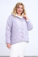 Женская осенняя фиолетовая большого размера куртка Pretty 2153 лаванда-белый 58р.