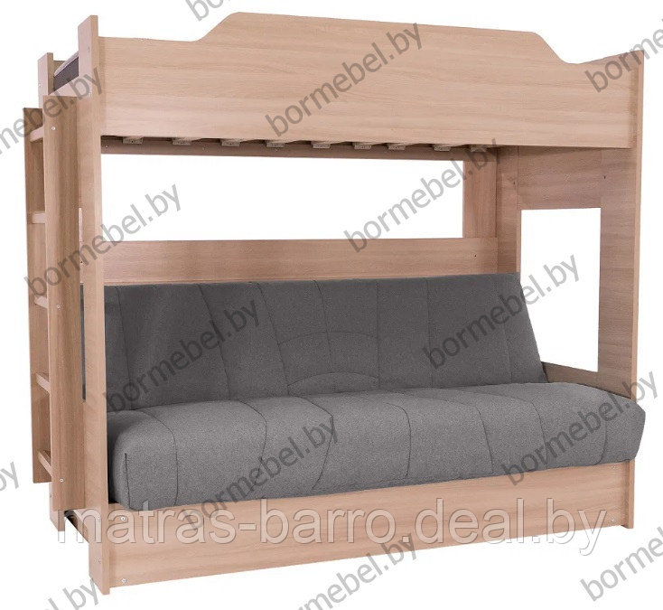 Кровать двухъярусная с диван-кроватью ткань Прованс новая в наличии - фото 4 - id-p189695150