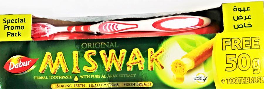 Зубная паста Дабур Мисвак (Dabur Miswak Original), 170г антибактериальная, с зубной щеткой - фото 1 - id-p189700700