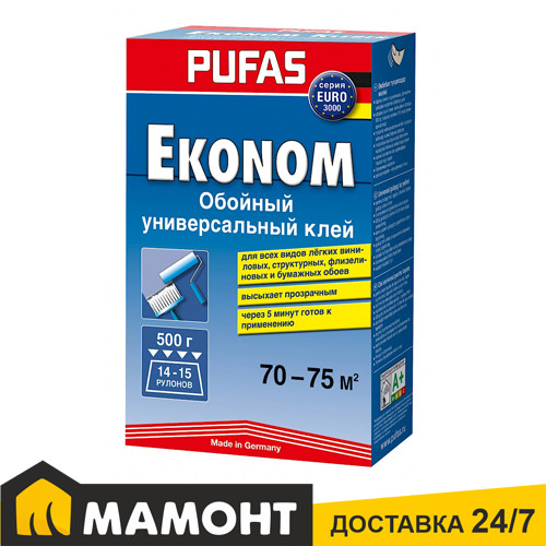 Клей обойный Pufas Эконом универсальный EURO 3000, 500 г