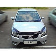 Дефлектор капота - мухобойка, KIA RIO II 2005-2011, длинный, VIP TUNING