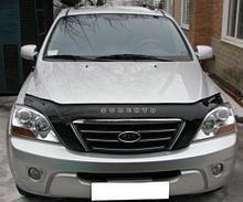 Дефлектор капота - мухобойка, KIA Sorento 2002-2009, с клыками, VIP TUNING