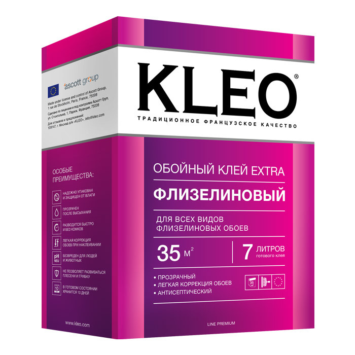 Обойный клей KLEO EXTRA для флизелиновых обоев (35м2) 240 гр. - фото 1 - id-p23989963