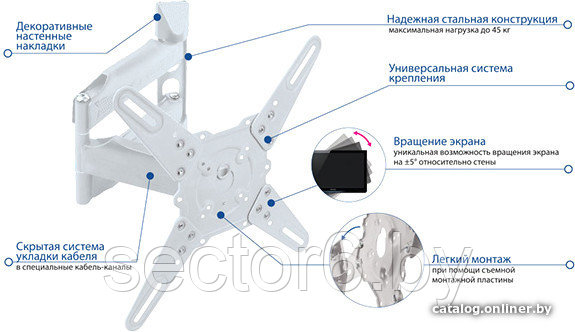 Кронштейн Kromax ATLANTIS-40 (белый) - фото 2 - id-p189725769