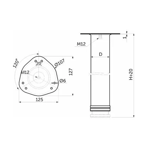 Опора 710 мм., хром - фото 5 - id-p125591260