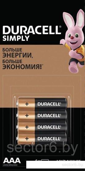 Батарейки DURACELL Simply AAA LR03 4 шт. - фото 1 - id-p189742817