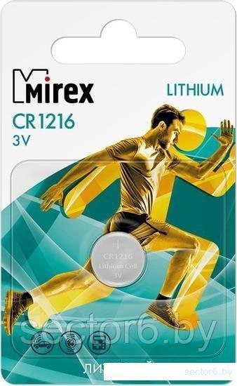 Элементы питания Mirex CR1216 Mirex литиевая блистер 1 шт. 23702-CR1216-E1 - фото 1 - id-p189742819