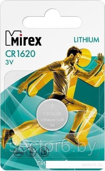 Элементы питания Mirex CR1620 Mirex литиевая блистер 1 шт. 23702-CR1620-E1 - фото 1 - id-p189742822