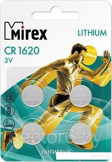 Элементы питания Mirex CR1620 Mirex литиевая блистер 4 шт. 23702-CR1620-E4