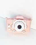 Детский фотоаппарат игрушка Котик + селфи камера + память / Детский цифровой фотоаппарат Котенок/ Розовый, фото 6