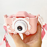 Детский фотоаппарат игрушка Котик + селфи камера + память / Детский цифровой фотоаппарат Котенок/ Розовый, фото 7