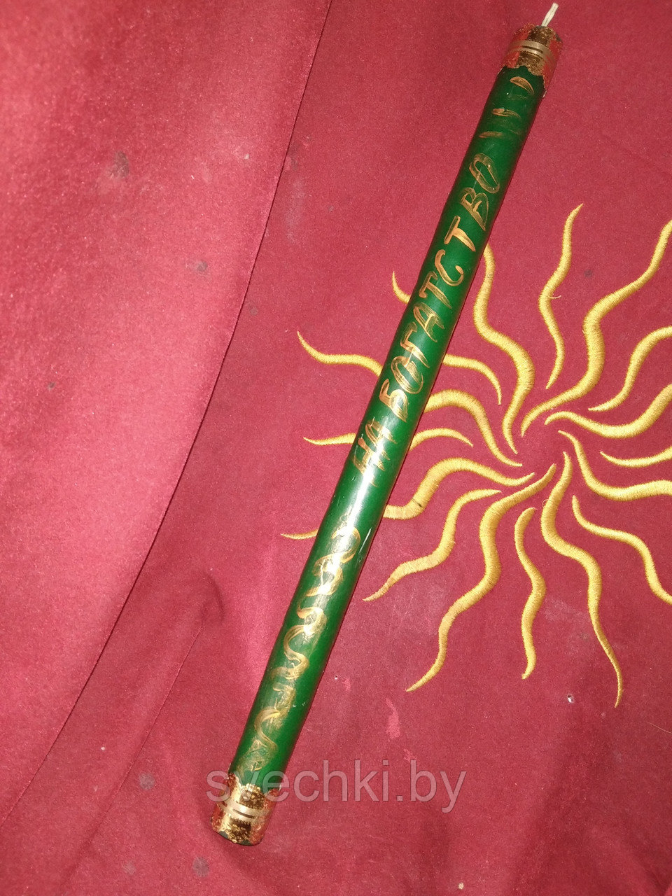 Свеча "МакТра" Алтарная зеленая 32 см. с росписью золотом - фото 2 - id-p179490537