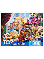 TOPpuzzle. ПАЗЛЫ 1000 элементов.  Натюрморт с видом на Венецию.