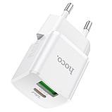 Сетевое зарядное устройство Hoco N20 (USB QC3.0 + PD20W Type-C + кабель Type C-Lighting) цвет: белый, фото 5