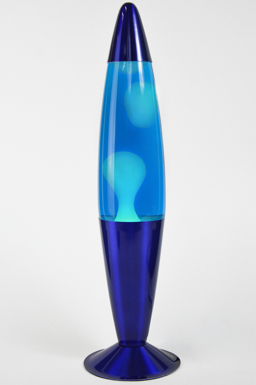 Лава лампа BLUE METAL синяя/белый воск 35 см.