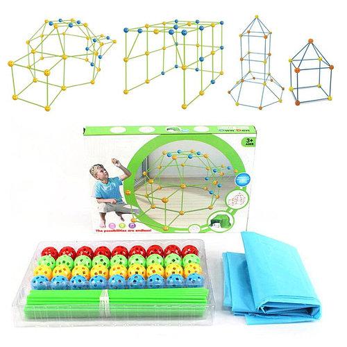 Детский конструктор Build Your Own Den 3D "Палатка + Создание объемных геометрических фигур" 87 деталей, 3+ - фото 3 - id-p189847310
