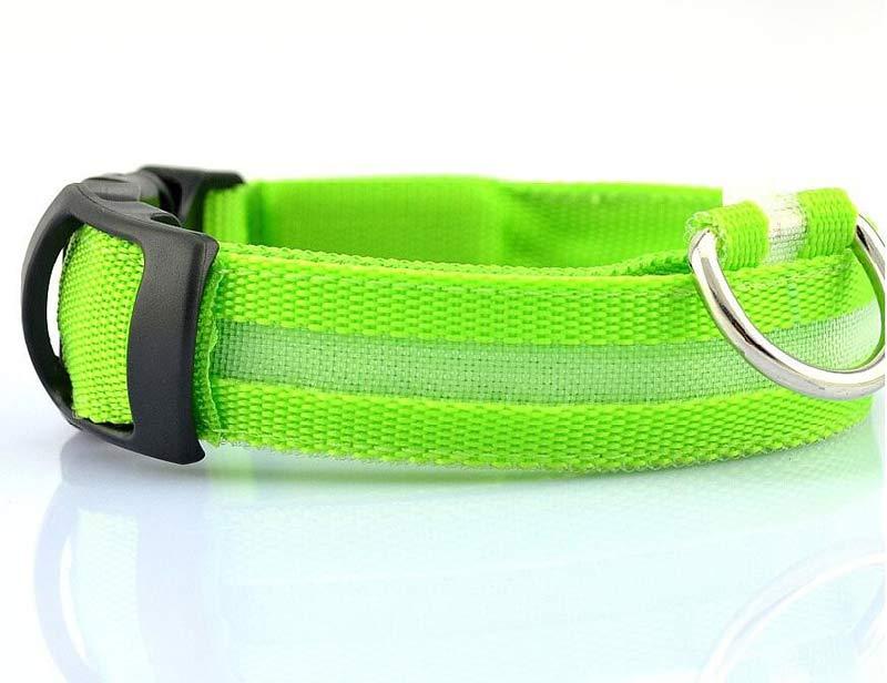 Светящийся ошейник для собак, нейлон, размер S, 35-43см, зелёный - фото 2 - id-p189860501