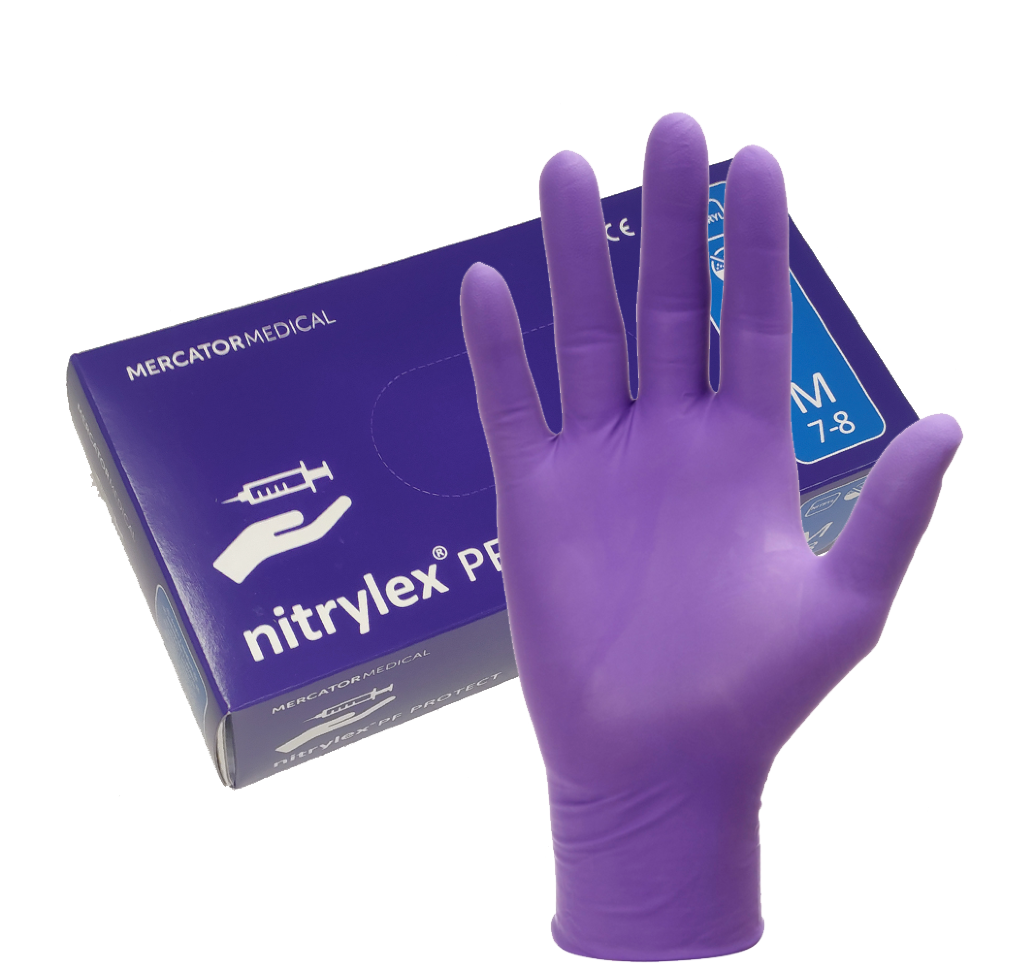 Перчатки нитриловые Nitrylex PF Protect, размер М, 100шт/уп. (Цена с НДС) - фото 1 - id-p189860486