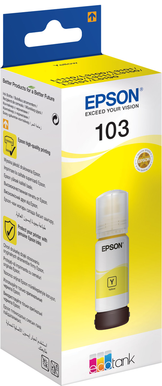 Чернила Epson 103 (C13T00S44A) Жёлтый (для Epson L1100, L3201, L310, L3150, L3200, L3500, L5100, L5200)