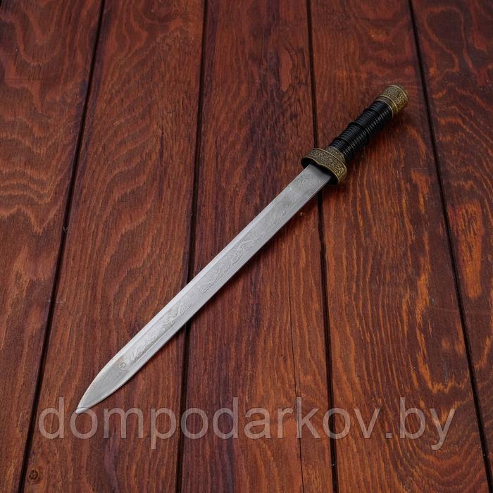 Сувенирный меч, прямой с резьбой по лезвию, ножны пустыня, 3 вставки металл, 40см - фото 2 - id-p189861200