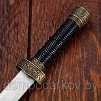 Сувенирный меч, прямой с резьбой по лезвию, ножны пустыня, 3 вставки металл, 40см, фото 4