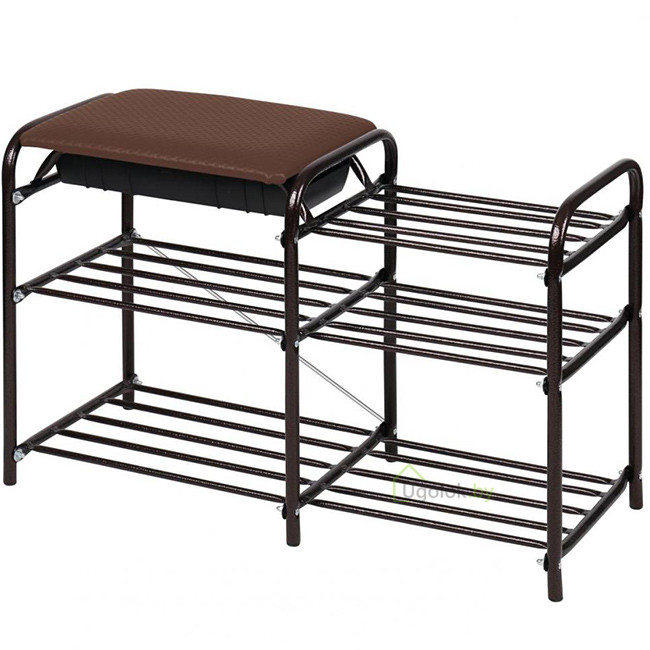 Этажерка для обуви NIKA Люкс 5 с ящиком и мягким сиденьем