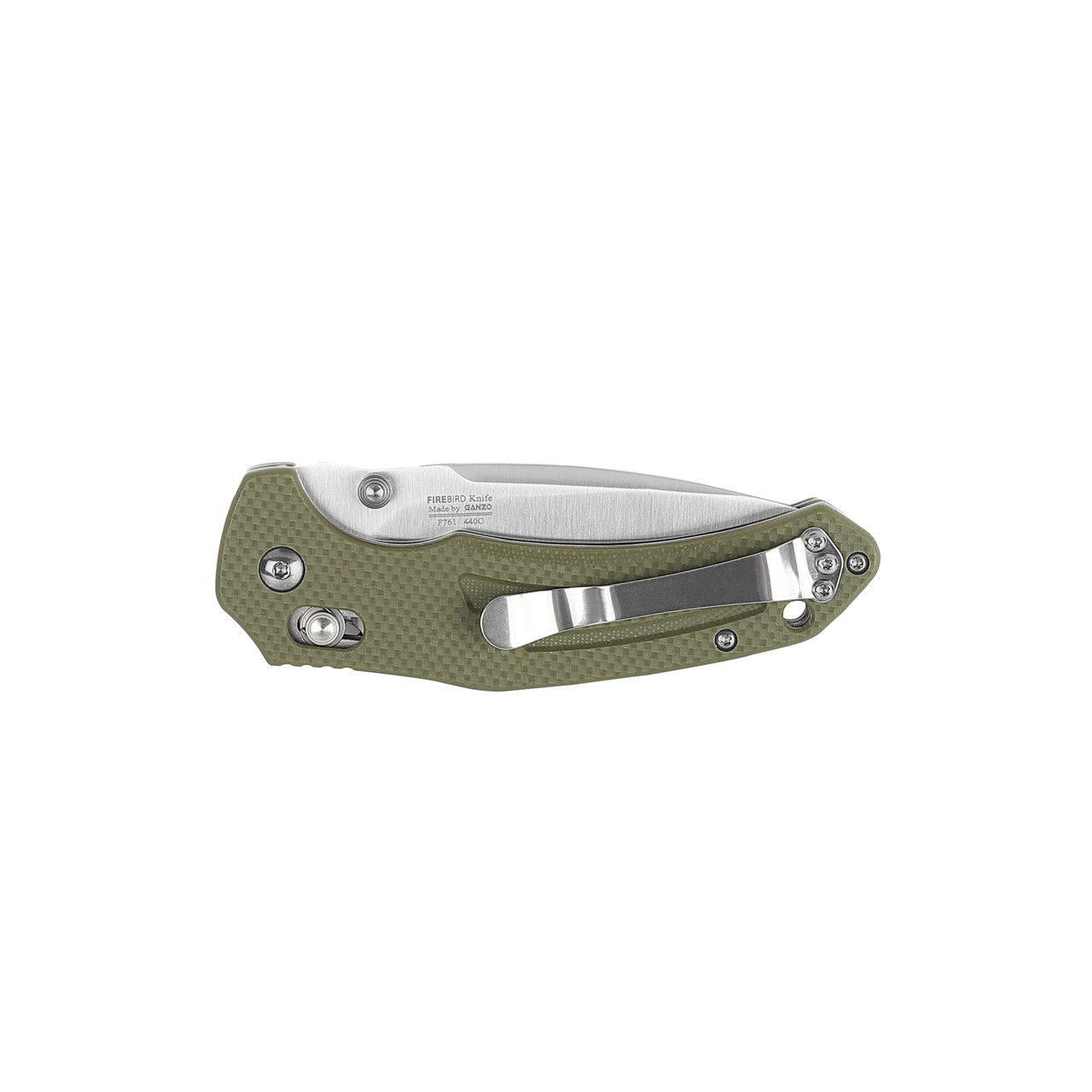 Нож складной "Firebird by Ganzo" с клипсой, дл.клинка 87 мм, форме Drop-point, сталь 440С, цв. Зелён - фото 4 - id-p189869513