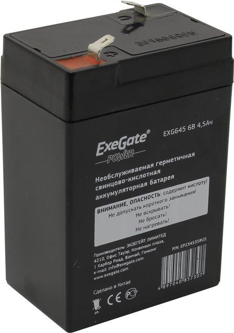 Аккумулятор Exegate EXG645/DT6045 (6V, 4.5Ah) для UPS EP234535RUS