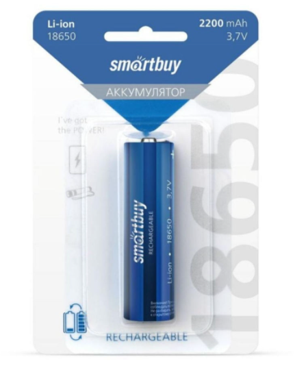 Аккумулятор Li-lon Smartbuy 18650 2200 mAh без защиты BL1/100/ - фото 1 - id-p189870029