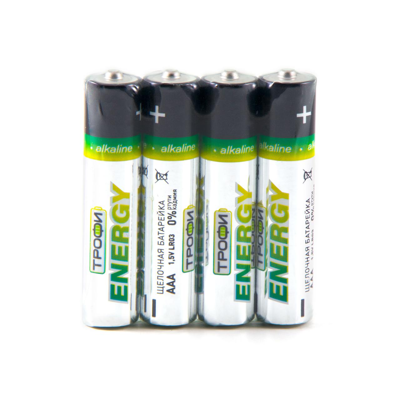 Батарейка ТРОФИ/ENERGY Alkaline LR03/4S/60/ - фото 3 - id-p189870031