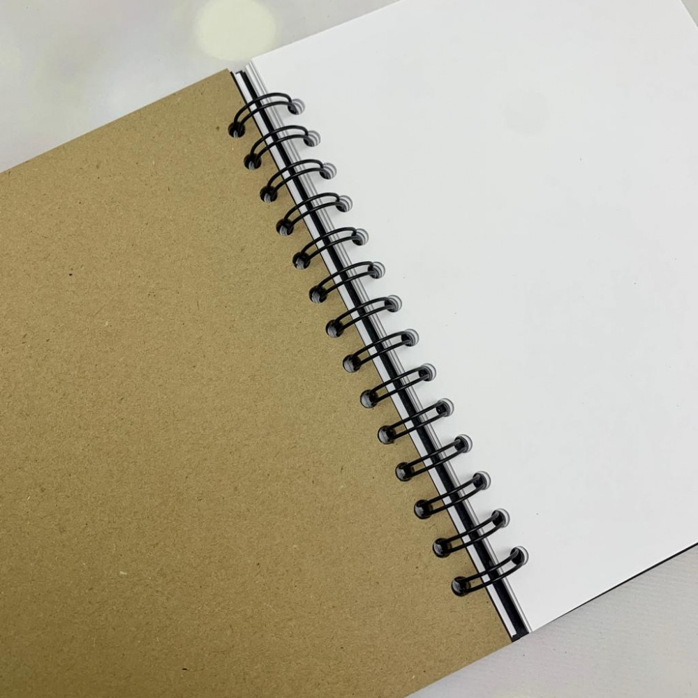 Скетчбук блокнот с плотными листами Sketchbook 5 видов бумаги (белая, клетка, чёрная, крафтовая, в точку, А5, - фото 6 - id-p189874171