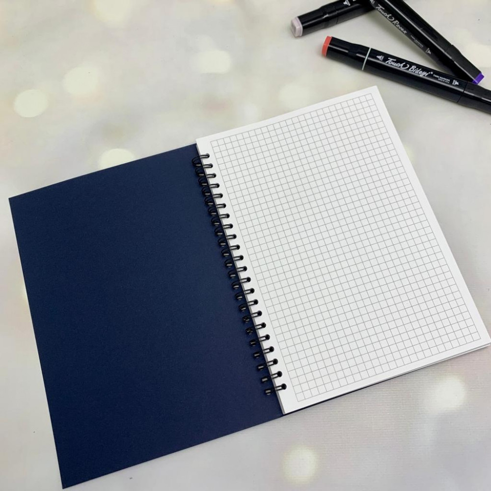 Скетчбук блокнот Sketchbook с плотными листами для рисования (А5, бумага в клетку, спираль, 40 листов) Синяя - фото 9 - id-p189874620